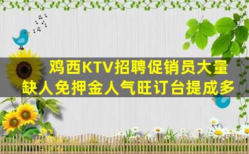 鸡西KTV招聘促销员大量缺人免押金人气旺订台提成多